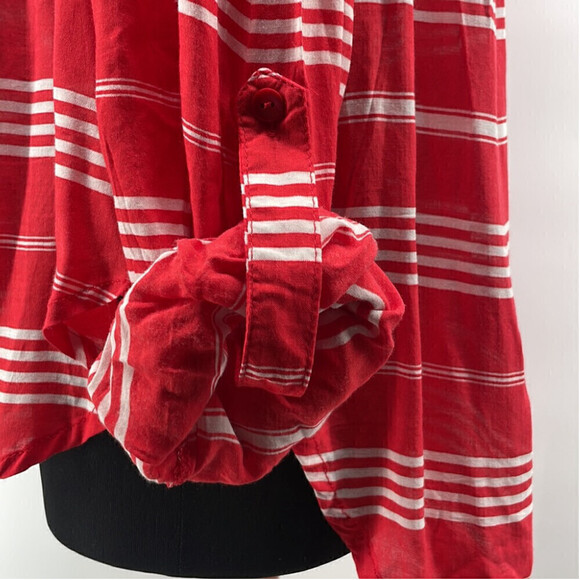 Revolve faithful the brand off the shoulder striped shirt roll up sleeve sz lg - Picture 10 of 14